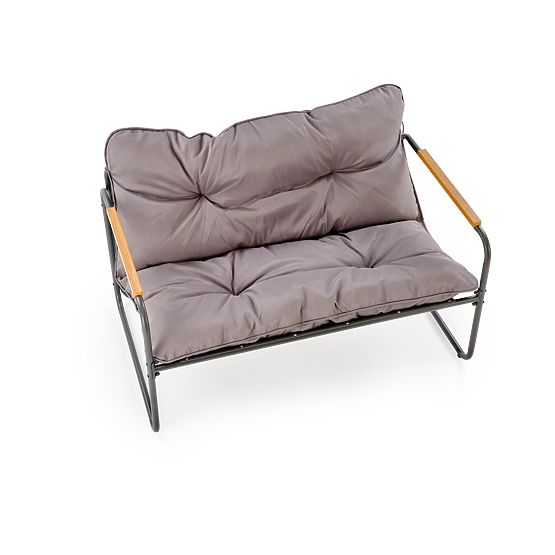 HUDSON, kerti garnitúra (kanapé, 2x fotel, asztal), szürke / barna (1p=1készlet)