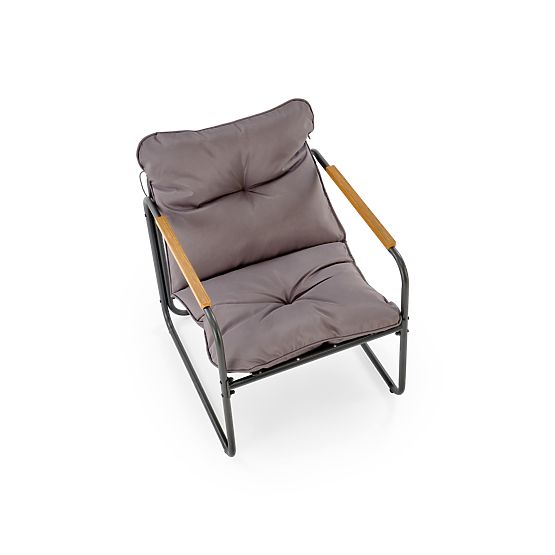 HUDSON, kerti garnitúra (kanapé, 2x fotel, asztal), szürke / barna (1p=1készlet)