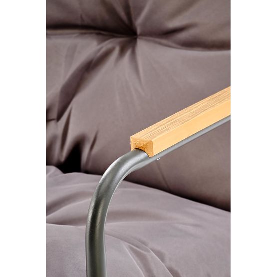 HUDSON, kerti garnitúra (kanapé, 2x fotel, asztal), szürke / barna (1p=1készlet)