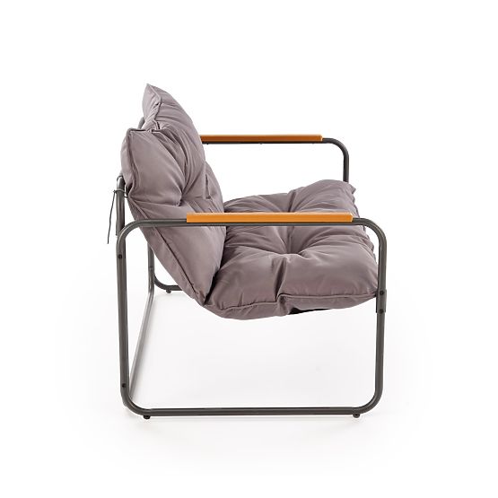 HUDSON, kerti garnitúra (kanapé, 2x fotel, asztal), szürke / barna (1p=1készlet)