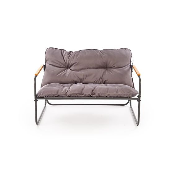 HUDSON, kerti garnitúra (kanapé, 2x fotel, asztal), szürke / barna (1p=1készlet)