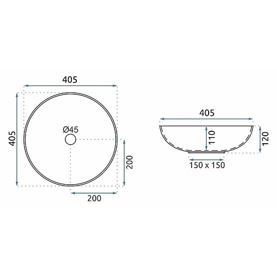 Időtlen Rea Fibo fekete matt mosdó