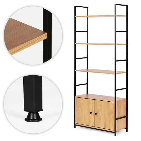 Indusztriális loft polc szekrénnyel, 4 polc, ModernHome