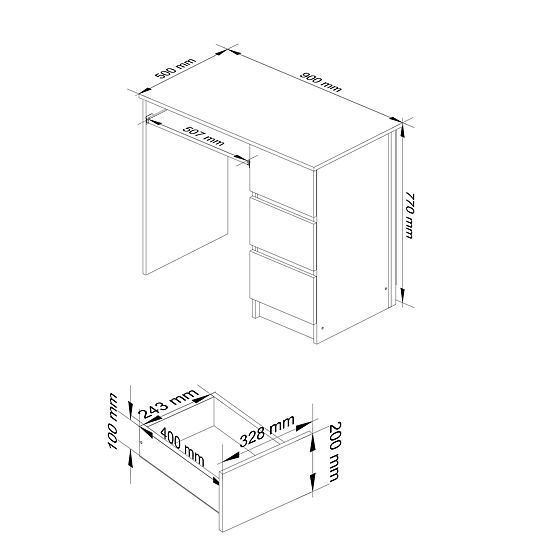 ÍRÓASZTAL A-6 CLP TÖLGY ARTISAN JOBBOS