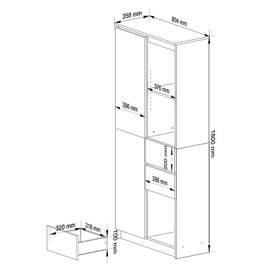 IRODAI POLC R 80 cm CLP R15 PK FEHÉR / FEHÉR FÉNYES