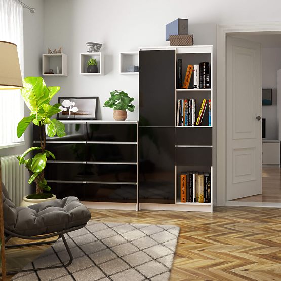 IRODAI POLC R 80 cm CLP R15 PK FEHÉR / FEKETE FÉNYES