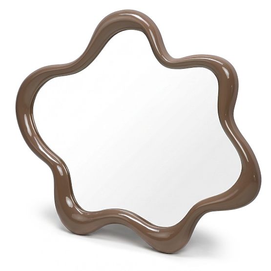 Izzi függő tükör, szabálytalan, világosbarna/mocha, fényes