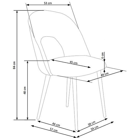 K384 szék szürke / fekete (1p=4db)