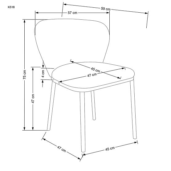 K518 szék, krémszínű (1p=2db)