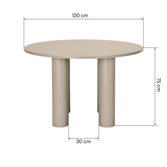 Kairo étkezőasztal 120 cm, kerek, sötét bézs