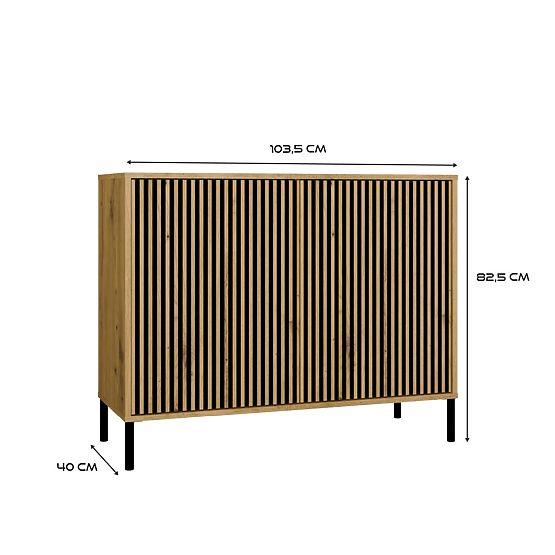 KAMARO 2D SLIM ARTISAN TÖLGY Bordázott Előlapos Komód