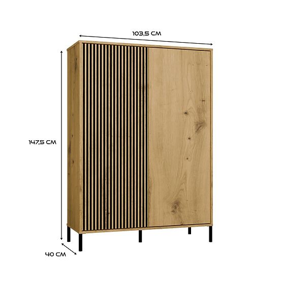 KAMARO 2DD SLIM/SIMA ARTISAN TÖLGY Vitrin Bordázott és Klasszikus Előlap