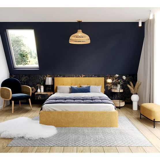 Kárpitozott ágy TULSA 120 x 200 cm - Sárga