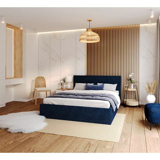 Kárpitozott ágy TULSA 140 x 200 cm - Sötétkék