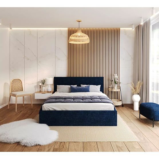 Kárpitozott ágy TULSA 180 x 200 cm - Sötétkék