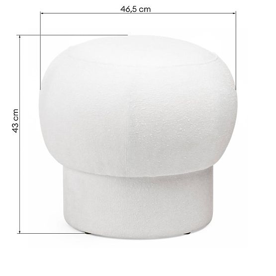 Kárpitozott Bloop puff, kerek, fehér