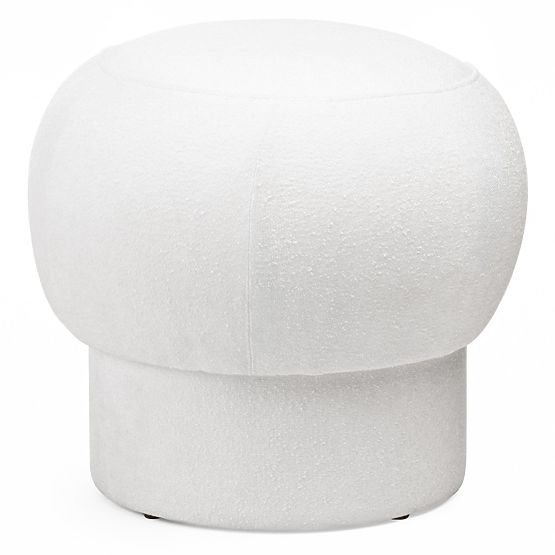 Kárpitozott Bloop puff, kerek, fehér