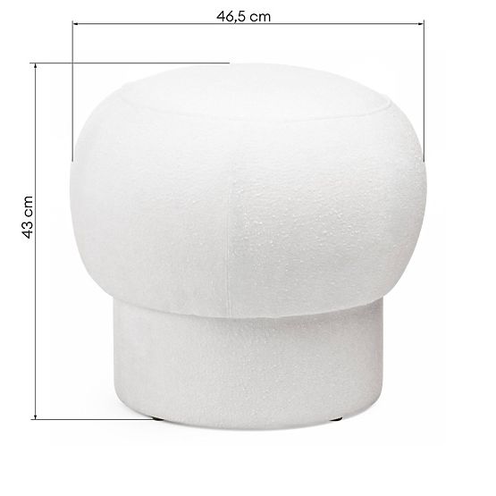 Kárpitozott Bloop puff, kerek, fehér
