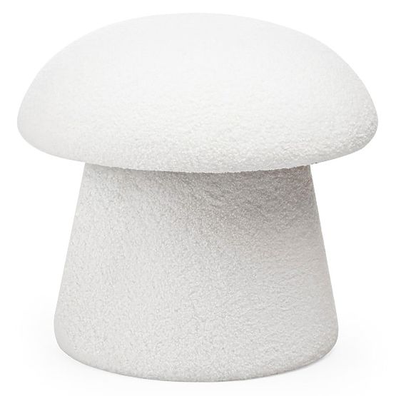 Kárpitozott Cap puff, fehér, boucle, lekerekített formák