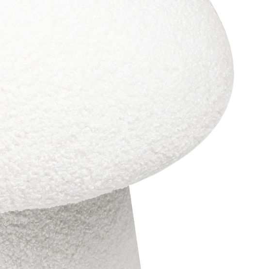 Kárpitozott Cap puff, fehér, boucle, lekerekített formák