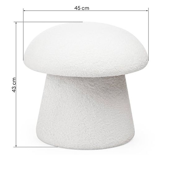 Kárpitozott Cap puff, fehér, boucle, lekerekített formák