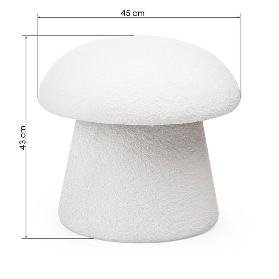 Kárpitozott Cap puff, fehér, boucle, lekerekített formák