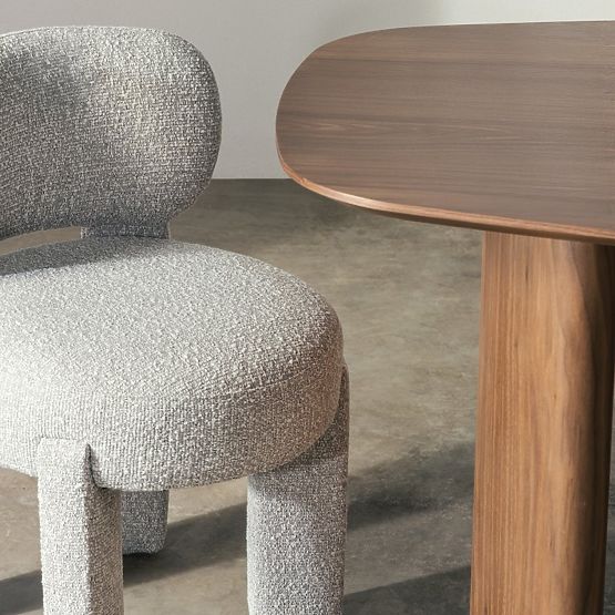 Kárpitozott Falone szék szürke, boucle, lekerekített formák