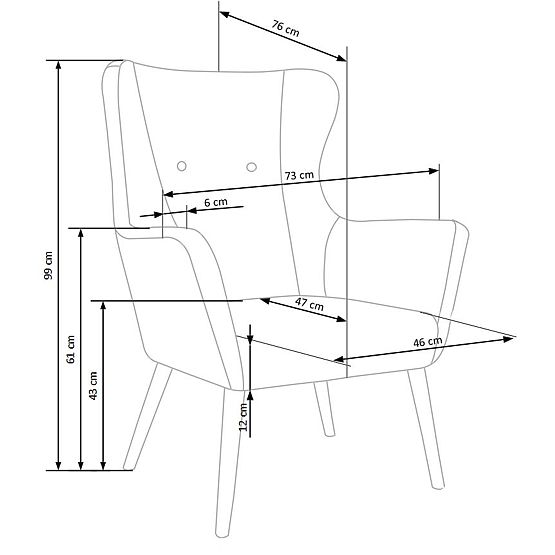 Kárpitozott fotel COTTO - sötétszürke