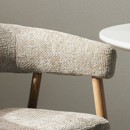 Kárpitozott Giovani szék, bézs/tölgyfa, lekerekített