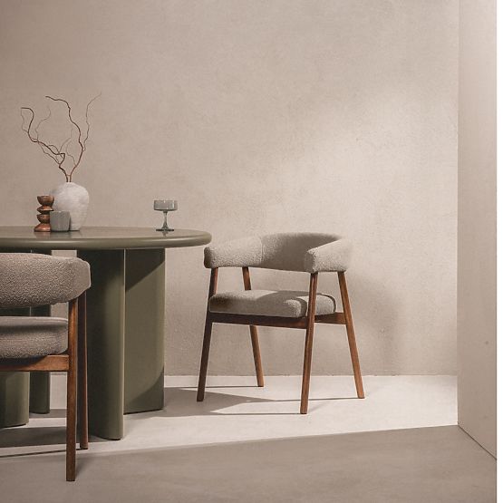 Kárpitozott Giovani szék, világosbarna/tölgyfa, lekerekített