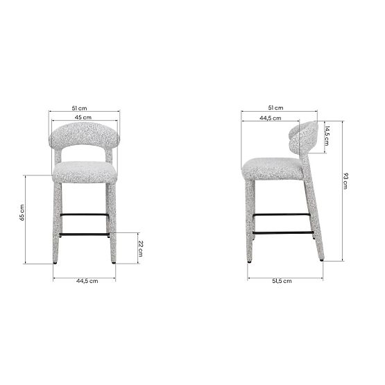 Kárpitozott Hiroki bárszék, bézs-szürke melír
