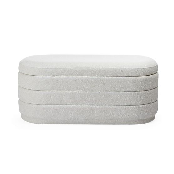 Kárpitozott Layer puff tárolóhellyel, bézs