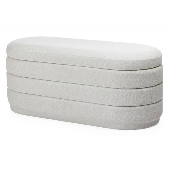 Kárpitozott Layer puff tárolóhellyel, bézs
