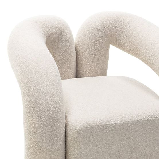 Kárpitozott Merry fotel világos bézs, boucle, lekerekített forma