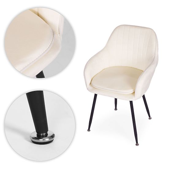 Kárpitozott modern bársony szék étkezőbe és nappaliba krémszínű ModernHome