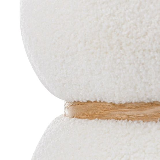 Kárpitozott Muss puff, kerek, fehér, boucle