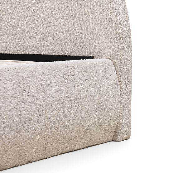 Kárpitozott Orbi ágy 140x200 cm, ráccsal és tárolóval, lekerekített, bézs