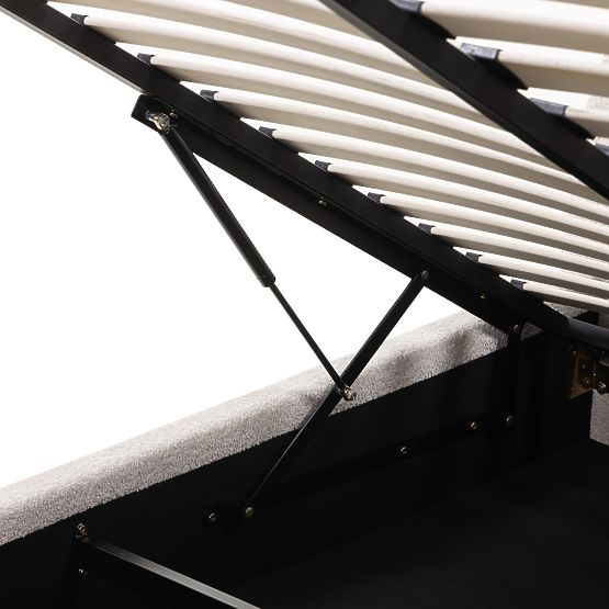 Kárpitozott Orbi ágy 160x200 cm, ráccsal és tárolóval, lekerekített, bézs