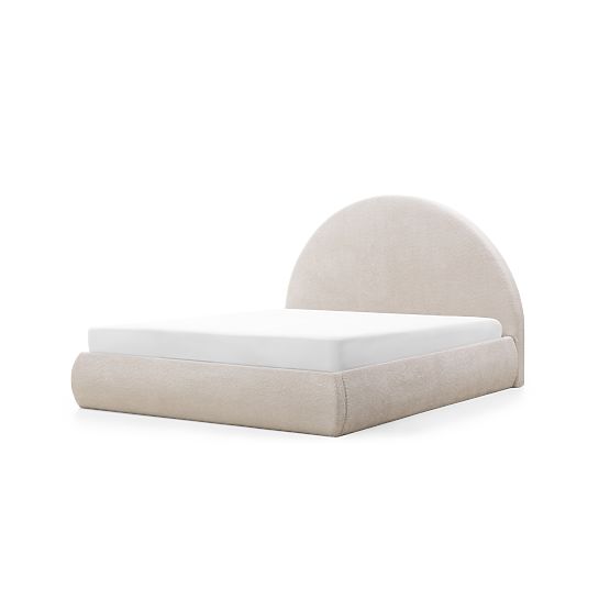 Kárpitozott Orbi ágy 160x200 cm, ráccsal és tárolóval, lekerekített, bézs
