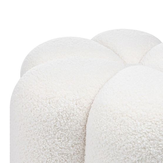 Kárpitozott Quad puff, fehér, boucle
