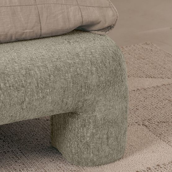 Kárpitozott Rolly ágy 160x200 cm, léccel, lekerekített, világosszürke