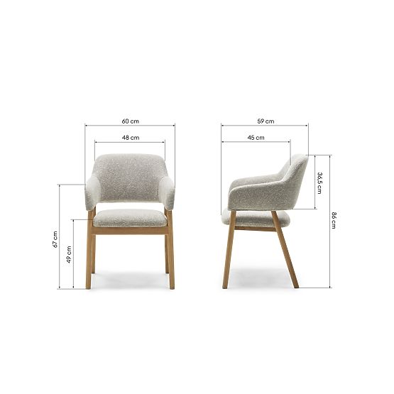 Kárpitozott Sanremo szék világosszürke, boucle/tölgy