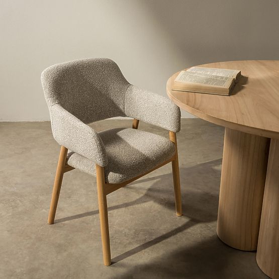 Kárpitozott Sanremo szék világosszürke, boucle/tölgy