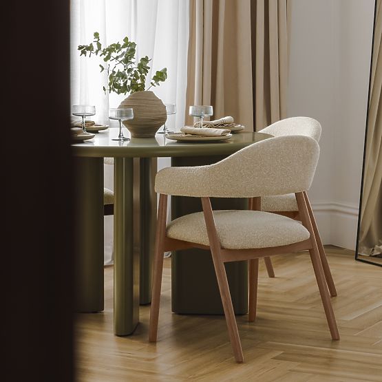 Kárpitozott Sorrento szék, bézs, boucle/világos dió