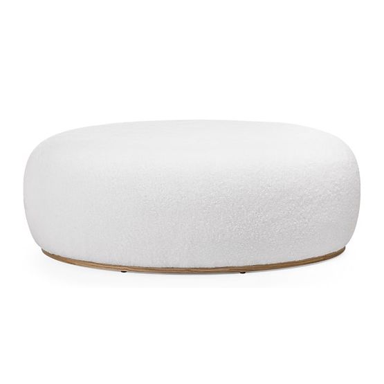 Kárpitozott Stone puff, fehér, lekerekített forma