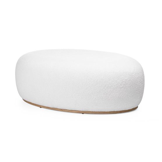 Kárpitozott Stone puff, fehér, lekerekített forma