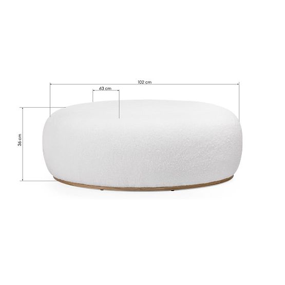 Kárpitozott Stone puff, fehér, lekerekített forma