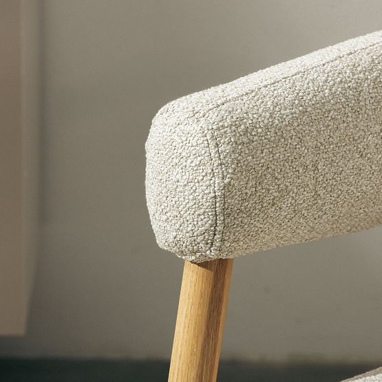 Kárpitozott szék/fotel Montepulciano, világos bézs/tölgyfa, lekerekített