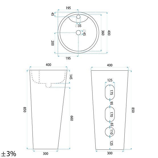Kerámia Szabadon Álló Mosdó Blanka Savana Matt