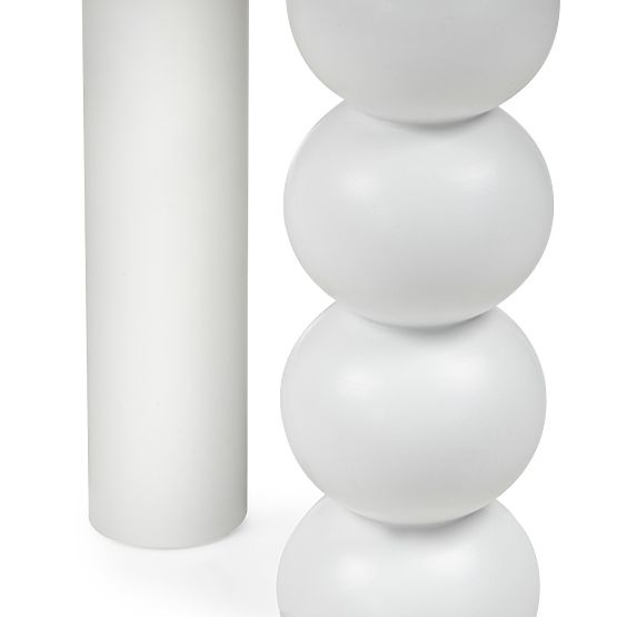 Kerek Bolla asztal 100 cm, bükk furnér, fehér, dekoratív láb gömbökkel